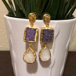 Gold-colored Raw Stone Earrings